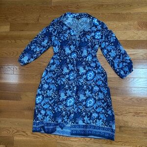 Talbots Navy and Light Blue Floral Dress